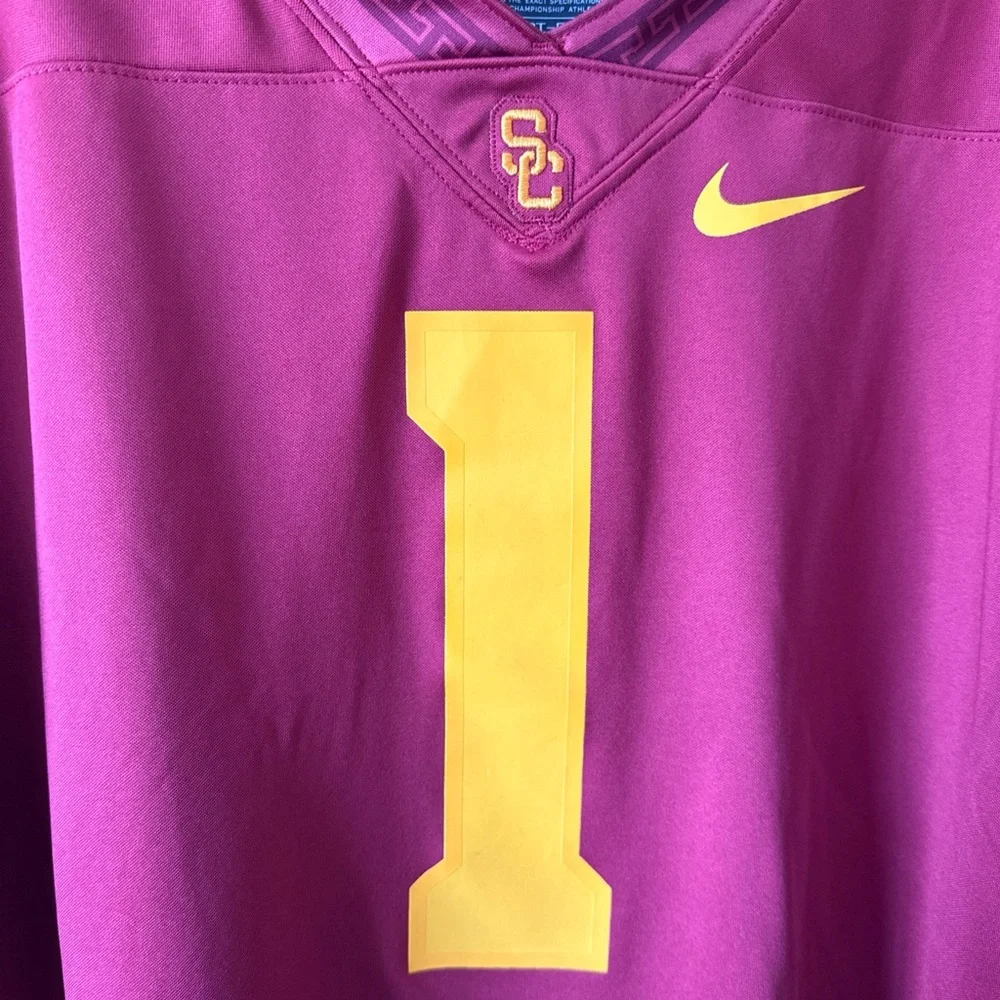 Nike Men's Maroon and Yellow Jersey - Picture 2 of 7